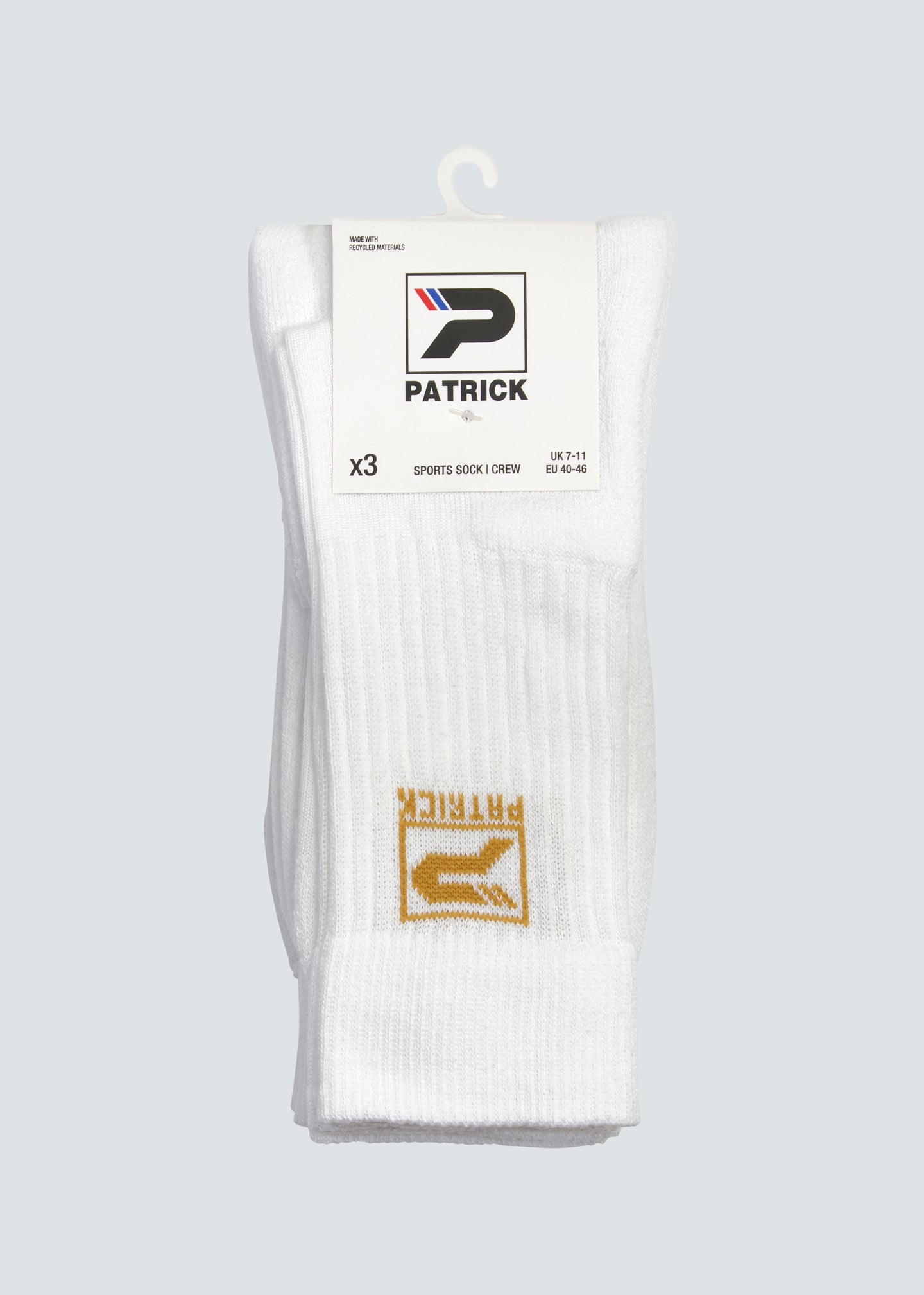 Villan Crew Sock 3 Pack - White/Gold